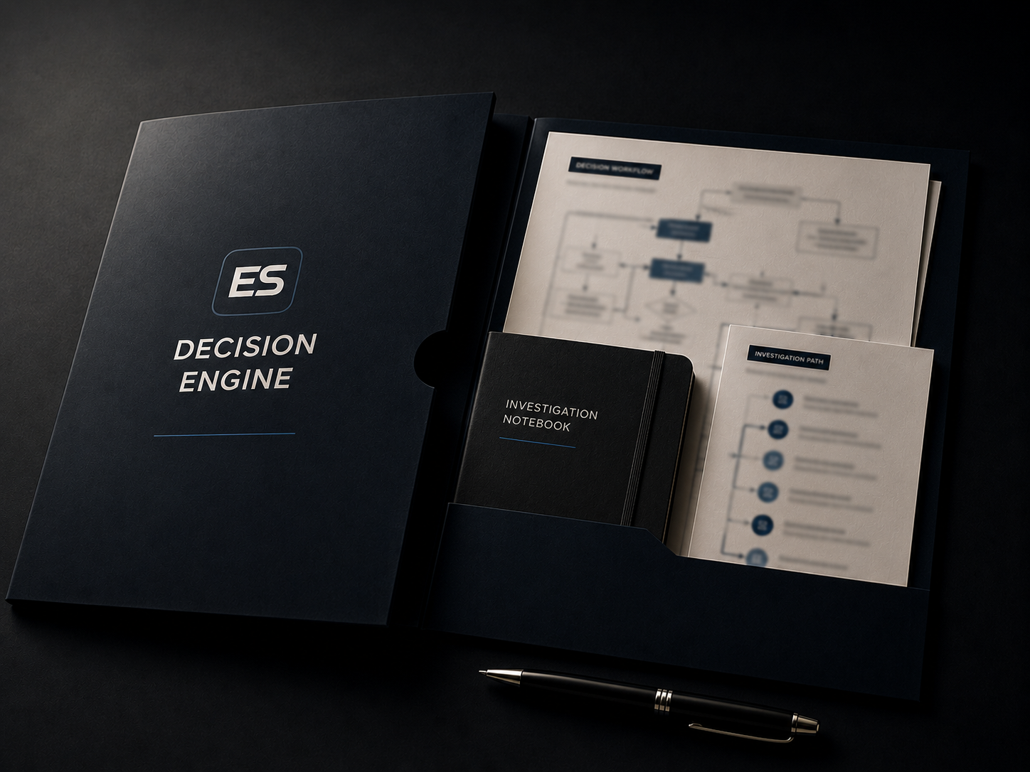 Decision Engine product visual showing a structured billing decision system